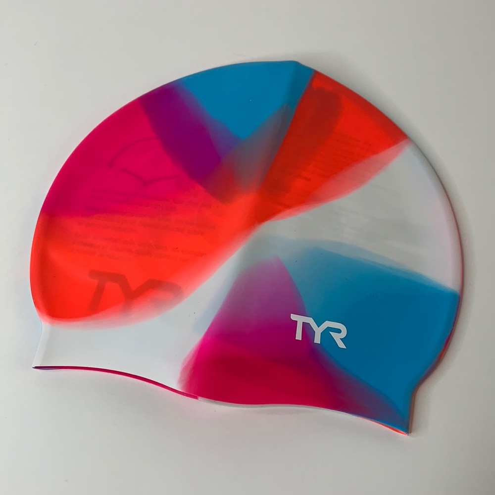 TYR Graphic Tie-dye Silicone Swim Cap Swimteam NEW